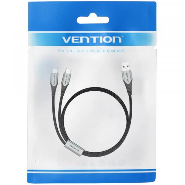 Кабель для передачи данных Vention 2-in-1 USB-A-2хUSB-C Y-Splitter 1 м Черный (604975) - фото 3