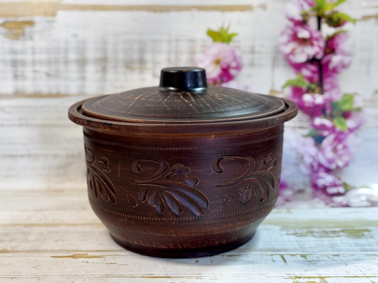 Горщик глиняний Традиційний орнамент з кришкою 3 л (2688629893)