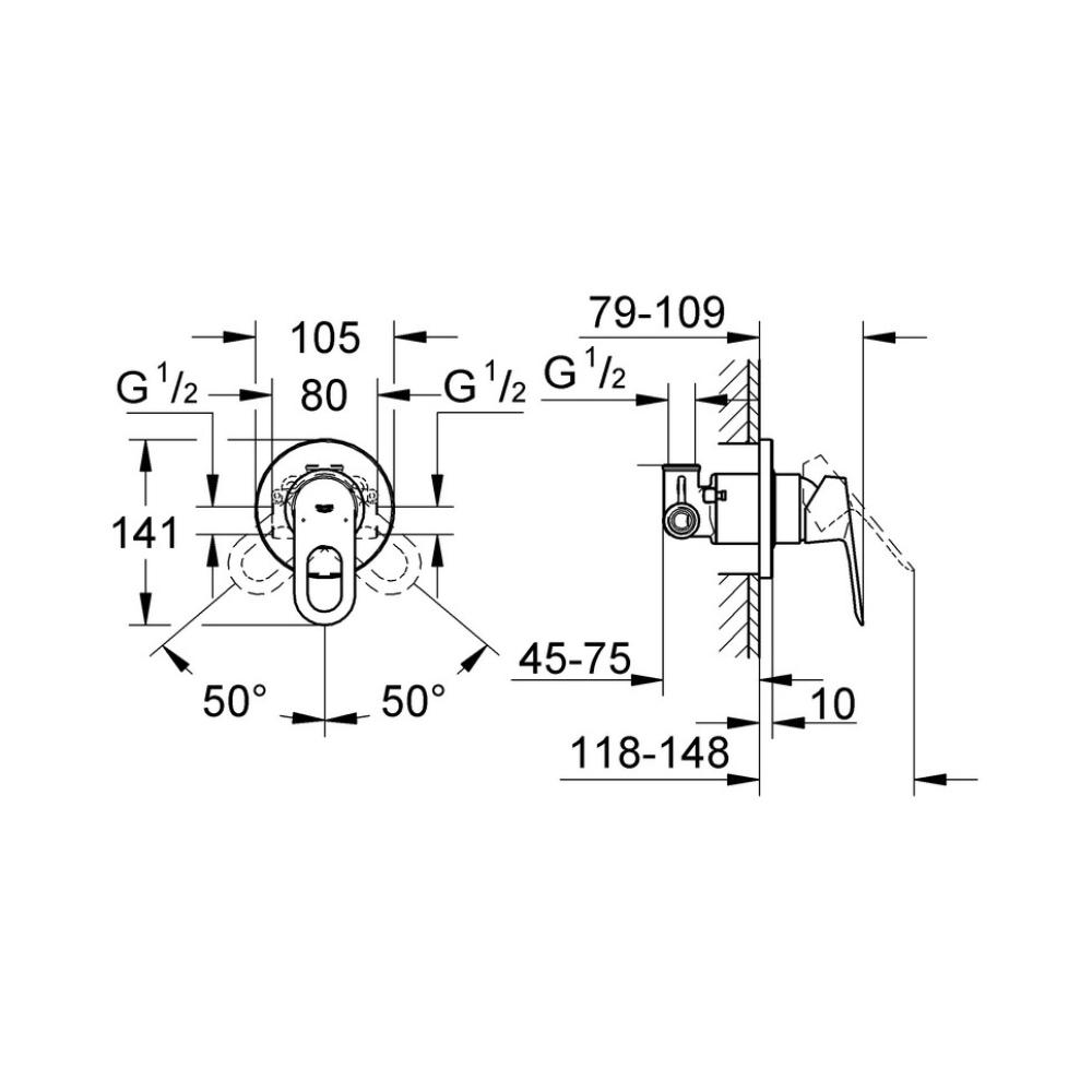 Смеситель для гигиенического душа Grohe BauLoop скрыт 111042 Хром (111326) - фото 2