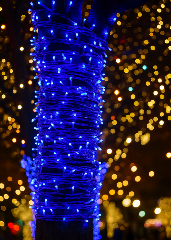 Гирлянда нить уличная 300 LED 30 м от сети белая нить Синий - фото 1