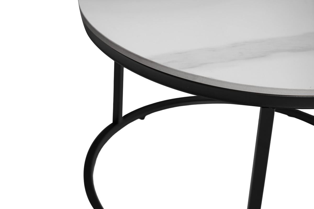 Журнальный стол Лоренза комплект 2 шт. 800х450 мм/600х400 мм Каса вайт/Черный (30995615) - фото 3