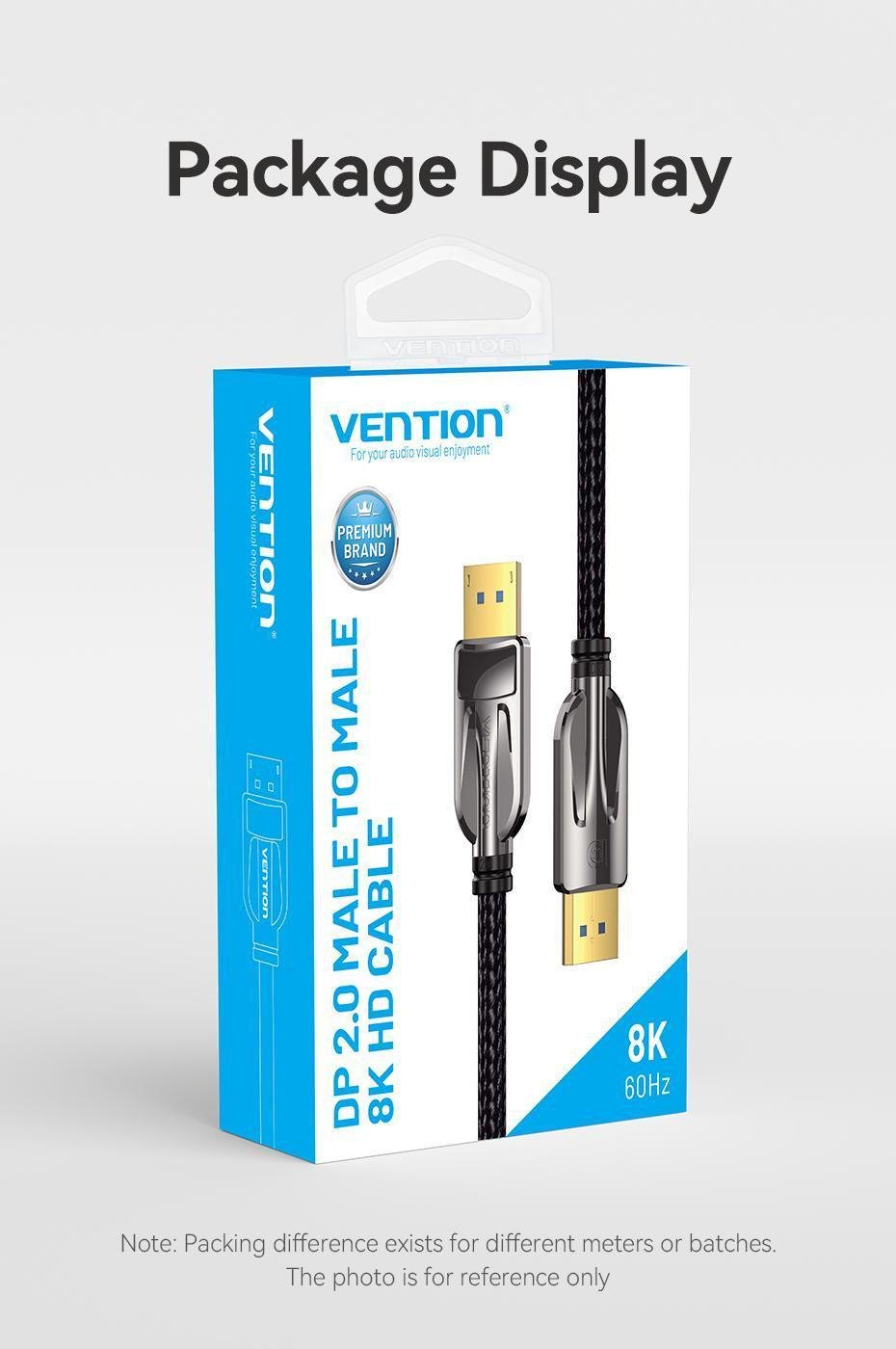 Кабель Vention DisplayPort 2.0 8K 60Hz 4K 144Hz 2K 165Hz 1080P 240Hz 40 Гбіт/с Gsync/Freesync 5 м Чорний (HGABJ) - фото 10