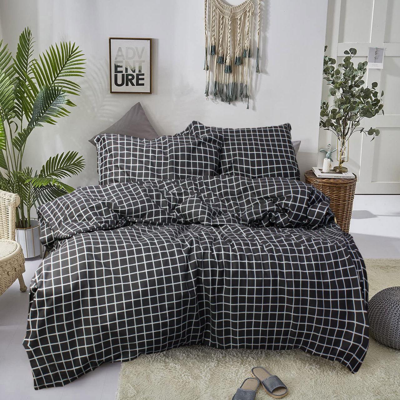 Комплект постельного белья Еней-плюс З0093 двуспальный Черный/Серый (161144) - фото 1 Комплект постельного белья Еней-плюс З0093 двуспальный Черный/Серый (161144) - фото 1