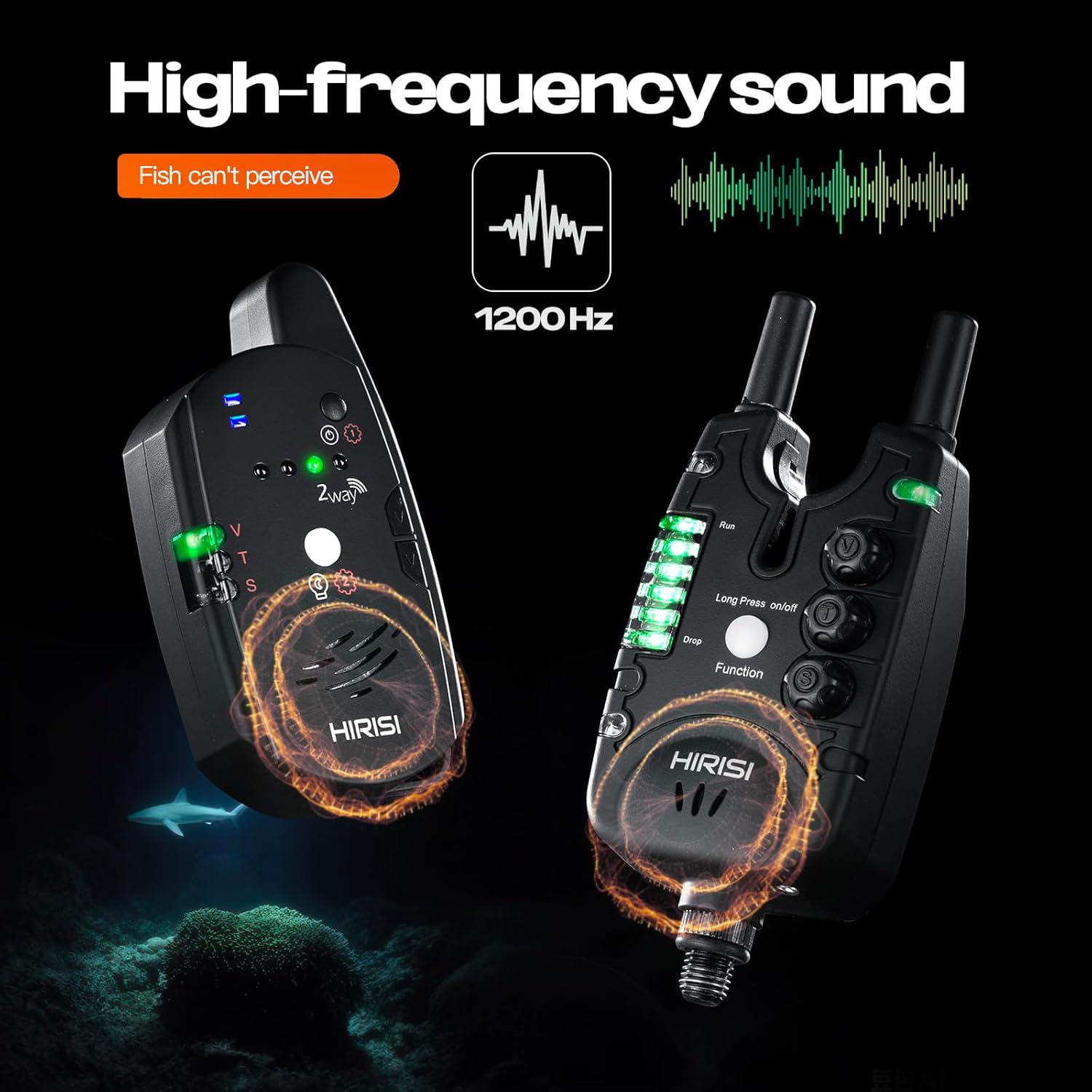 Сигнализатор поклевки для ловли Hirisi со светодиодной подсветкой/регулируемой громкостью/тоном и чувствительностью Black (S8) - фото 9