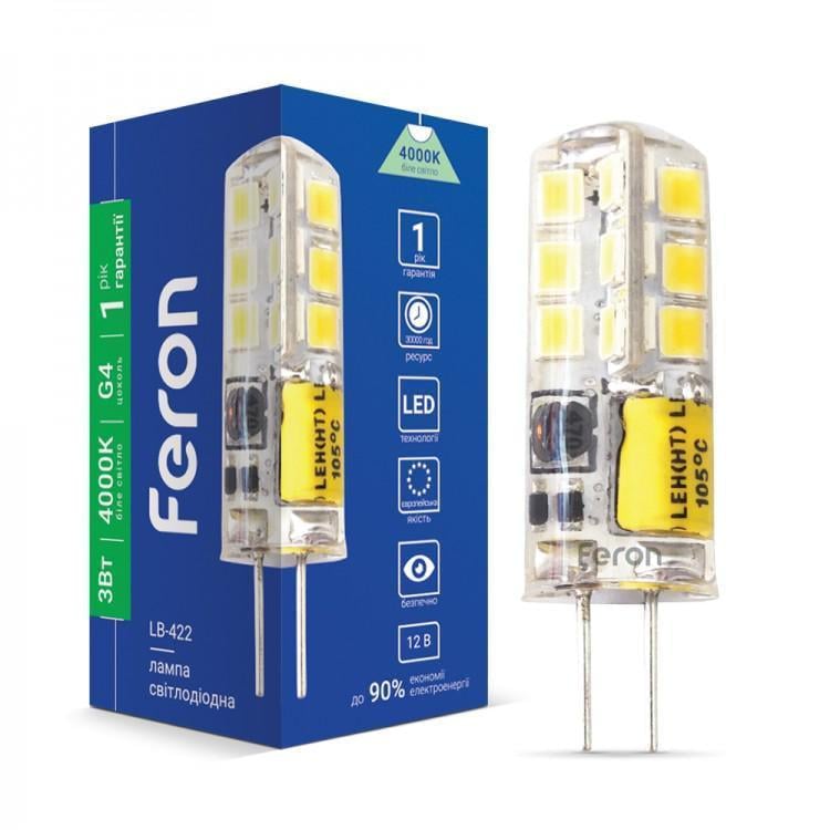 Світлодіодна лампа капсульна Feron LB-422 3W 12V 48LEDs G4 4000K (27829914)