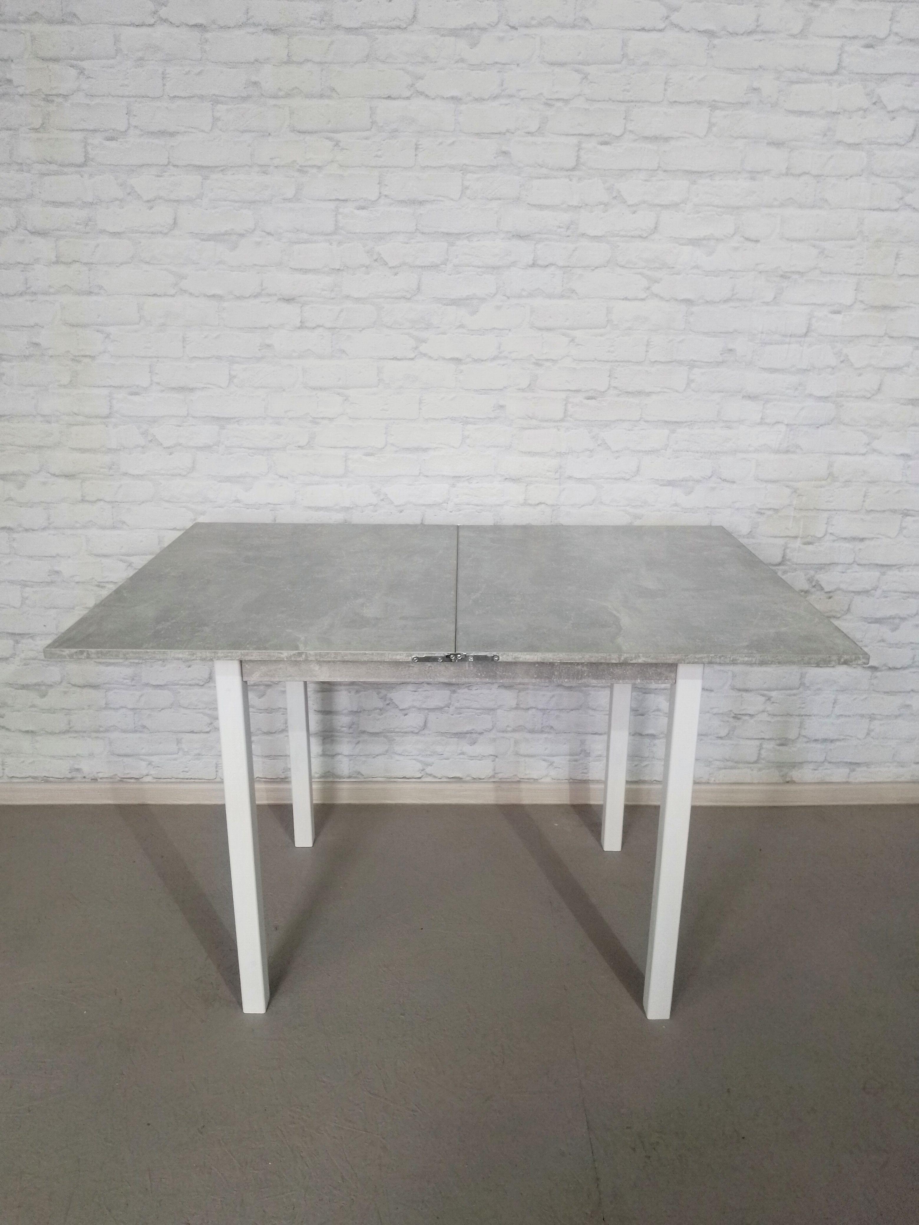 Обеденный стол Вента раскладной ножки деревянные 80х60х75 см Бетон/Белый (0007) - фото 4 Обеденный стол Вента раскладной ножки деревянные 80х60х75 см Бетон/Белый (0007) - фото 4