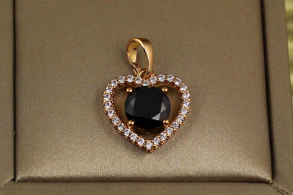 Кулон Xuping Jewelry Ободок сердце с черным камнем 1,5 см Золотистый (2177161154)