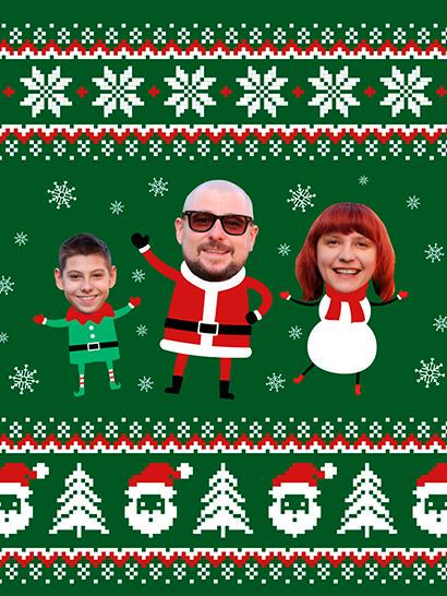 Плед плюшевый Семейное Рождество двухслойный 150х210 см Зеленый (114611-15)