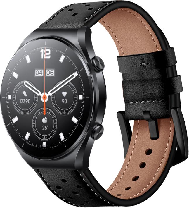 Ремешок кожаный Classico для Xiaomi Watch S1 Black (28940-2B)