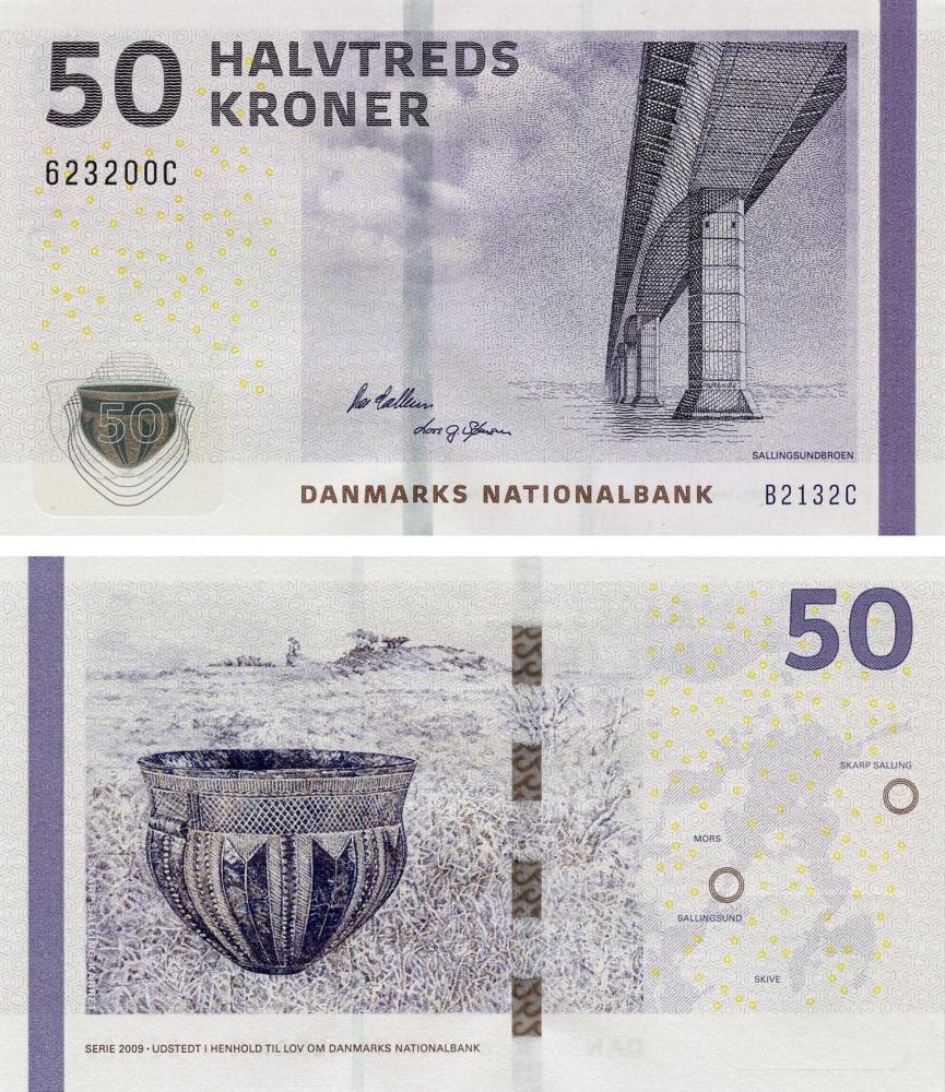 Коллекционная банкнота Дания 50 крон 2013 UNC P65f3 Callesen & Sørensen (Б19178)