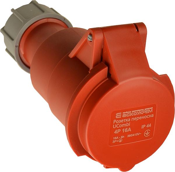 Силовая розетка АСКО-УКРЕМ UCombi 3P+PE 16А 415 В переносная IP44 полиамид Красный (A0080010123)