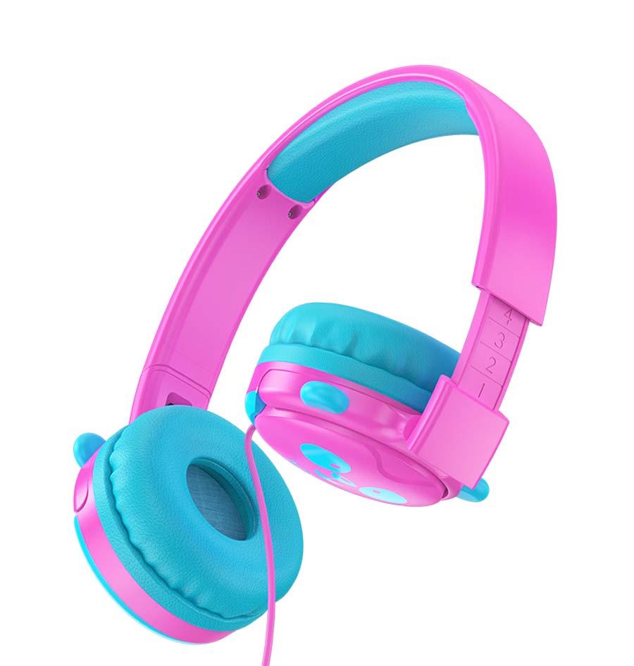 Наушники накладные проводные Hoco W31 Panda Cheerful Headphones Розовый/Голубой (W31ROSE) - фото 2