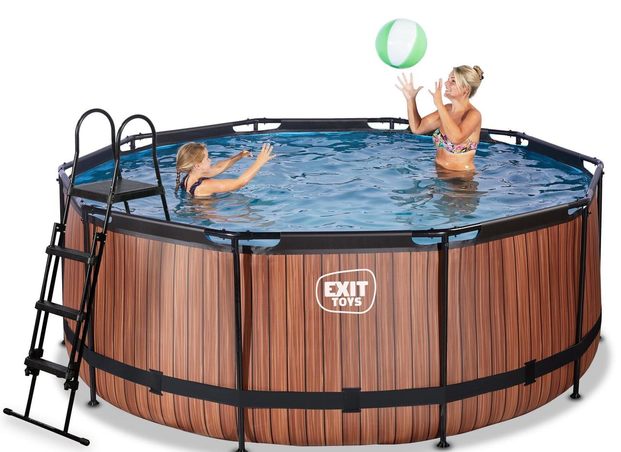 Басейн каркасний Exit Toys з накриттям і нагріванням води 360х122 см Дерево (2399305885) - фото 4