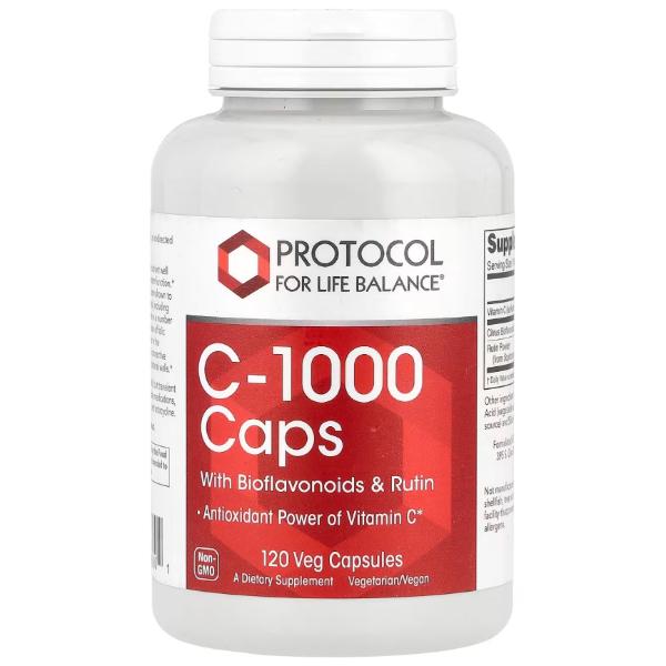 Витамин C Protocol for Life Balance C-1000 with Bioflavonoids&Rutin 120 вег. капс. (23713008) Витамин C Protocol for Life Balance C-1000 with Bioflavonoids&Rutin 120 вег. капс. (23713008)