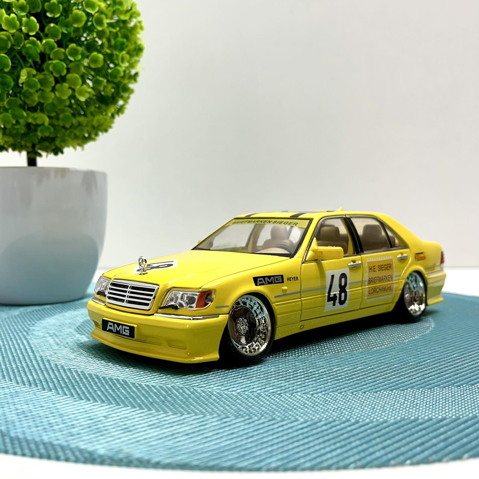 Машинка Авто Эксперт Mercedes-Benz S-Class W140 металлопластиковая 1:24 звук светло инерция открывается дверь/капот/багажник Желтый (1671-20)