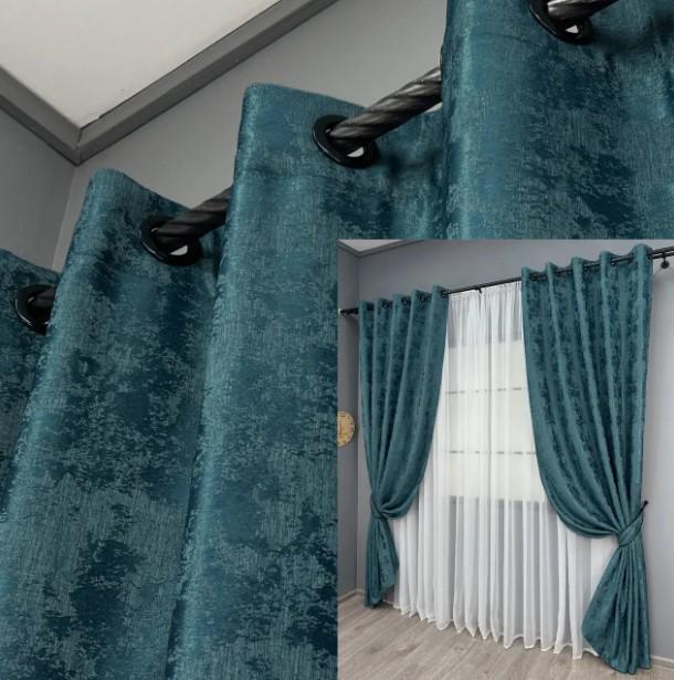 Комплект штор на люверсах Sultan YL жакард 1,5х2,5 м 2 шт. Лазурний (1546ш 37-0253) - фото 3