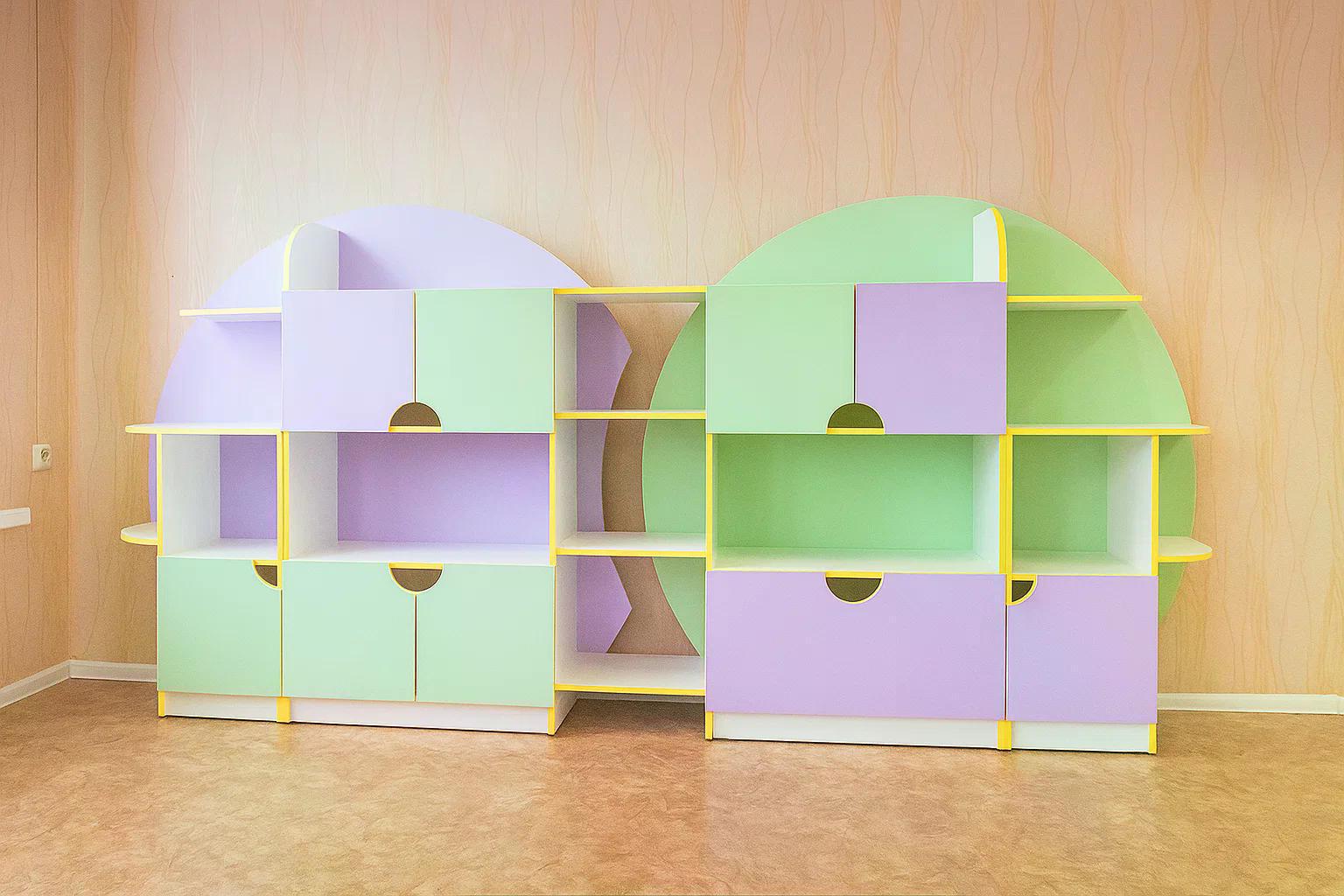 Детская стенка для игрушек Сфера Green Water/Lavander