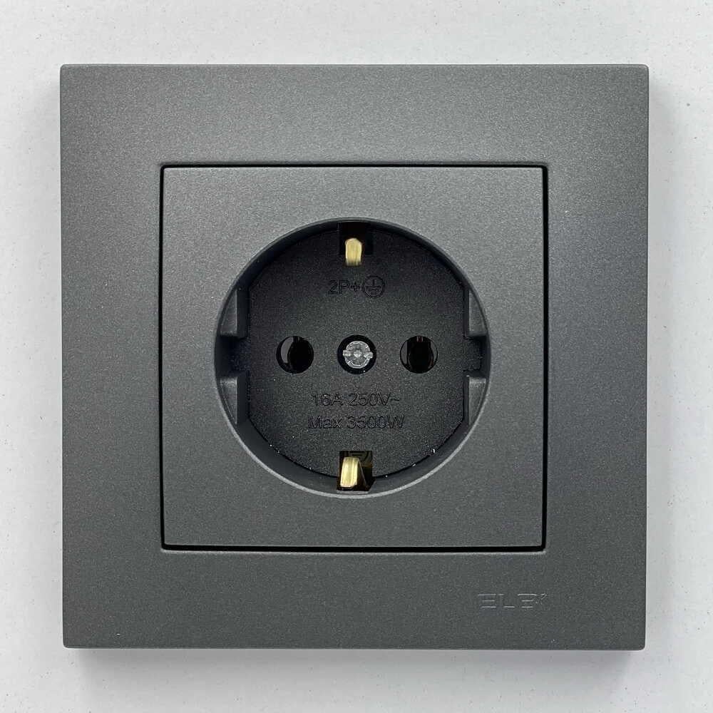 Розетка Elbi VEGA 1-ная с заземлением Антрацитовый (510-016700-217) Розетка Elbi VEGA 1-ная с заземлением Антрацитовый (510-016700-217)