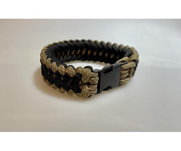 Плетеный браслет Safety из паракорда 19 см Черно-бежевый (8893)