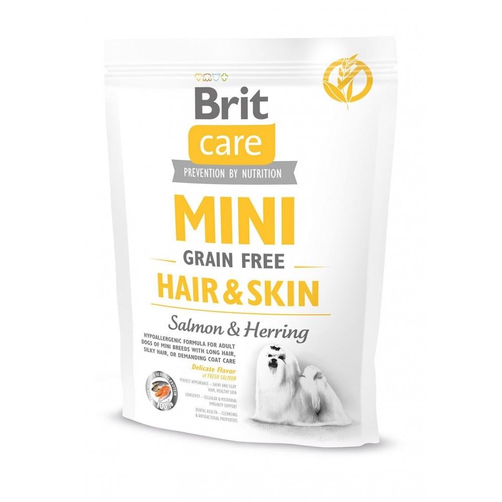 Корм для собак сухой Brit CARE Grain Free Mini Hair Skin миниатюрных пород для кожи и шерсти с лососем и сельдью 400 г (8595602520237)