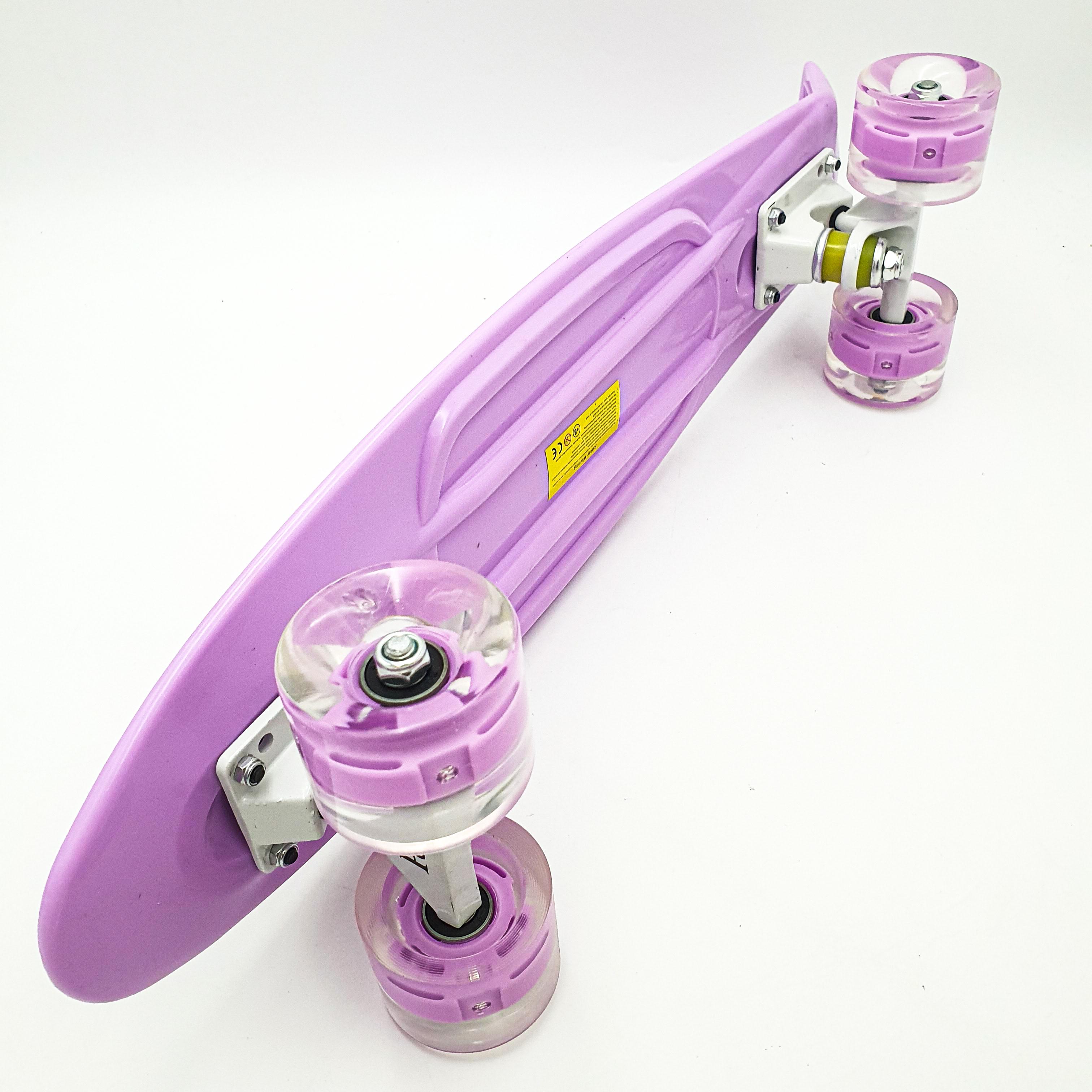 Скейтборд Penny Board Pastel Series ABEC 7 55х15 см до 80 кг со светящимися колесами Лиловый (857aff9e) - фото 2