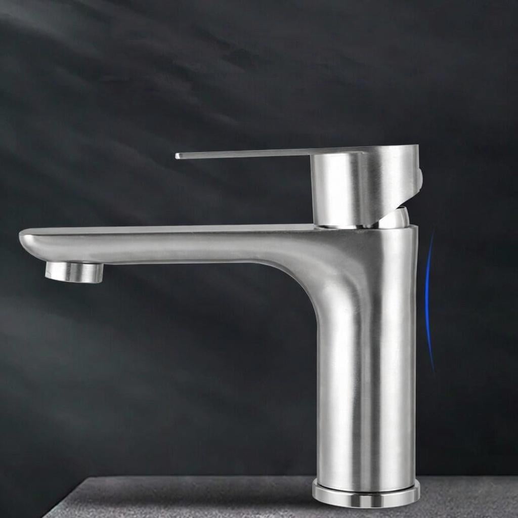 Смеситель одноважельный SANTEX Sus304_88_Silver для раковины и умывальника из нержавеющей стали Серый (Sus304_88_Silver)