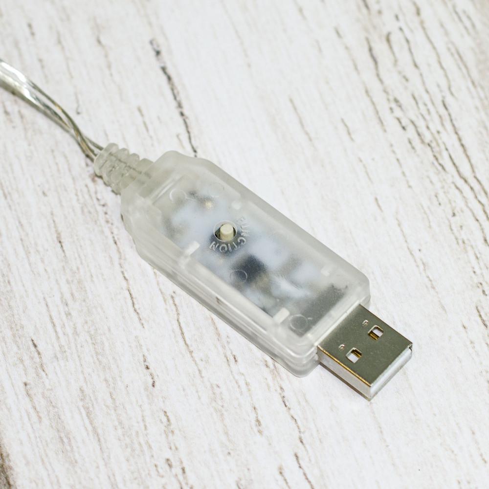 Гірлянда вулична світлодіодна дюралайт від USB 100 LED 9 м Білий холодний (4563e1a0) - фото 3