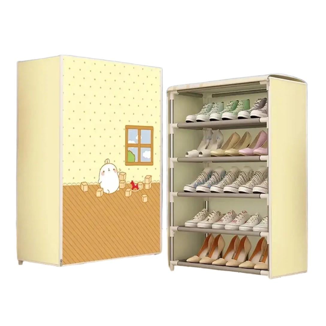 Полка-шкаф для обуви RIAS YH8806 тканевый на 5 секций 90х58х29 см Beige (3_06701) Полка-шкаф для обуви RIAS YH8806 тканевый на 5 секций 90х58х29 см Beige (3_06701)