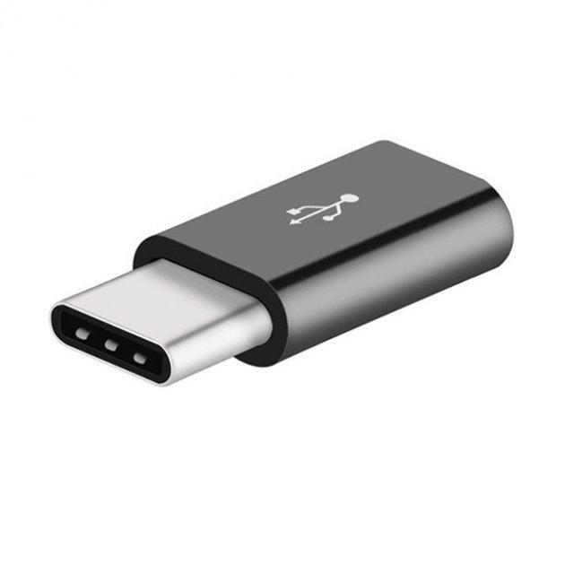 Переходник SUNROZ USB Type C-Micro USB Black (A48386)