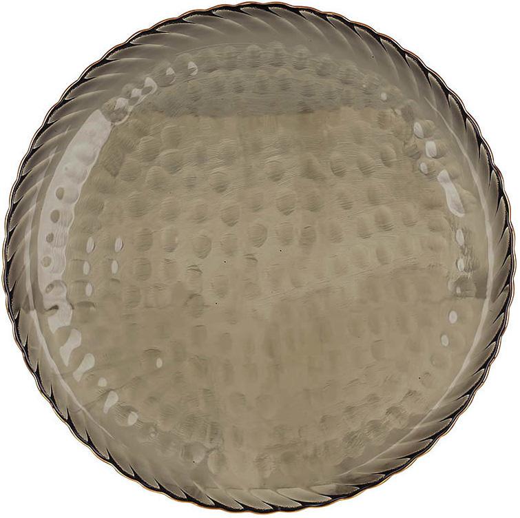 Блюдо стеклянное Bauble Ø 27 см Дымчато-серый/Золотой (32328575)