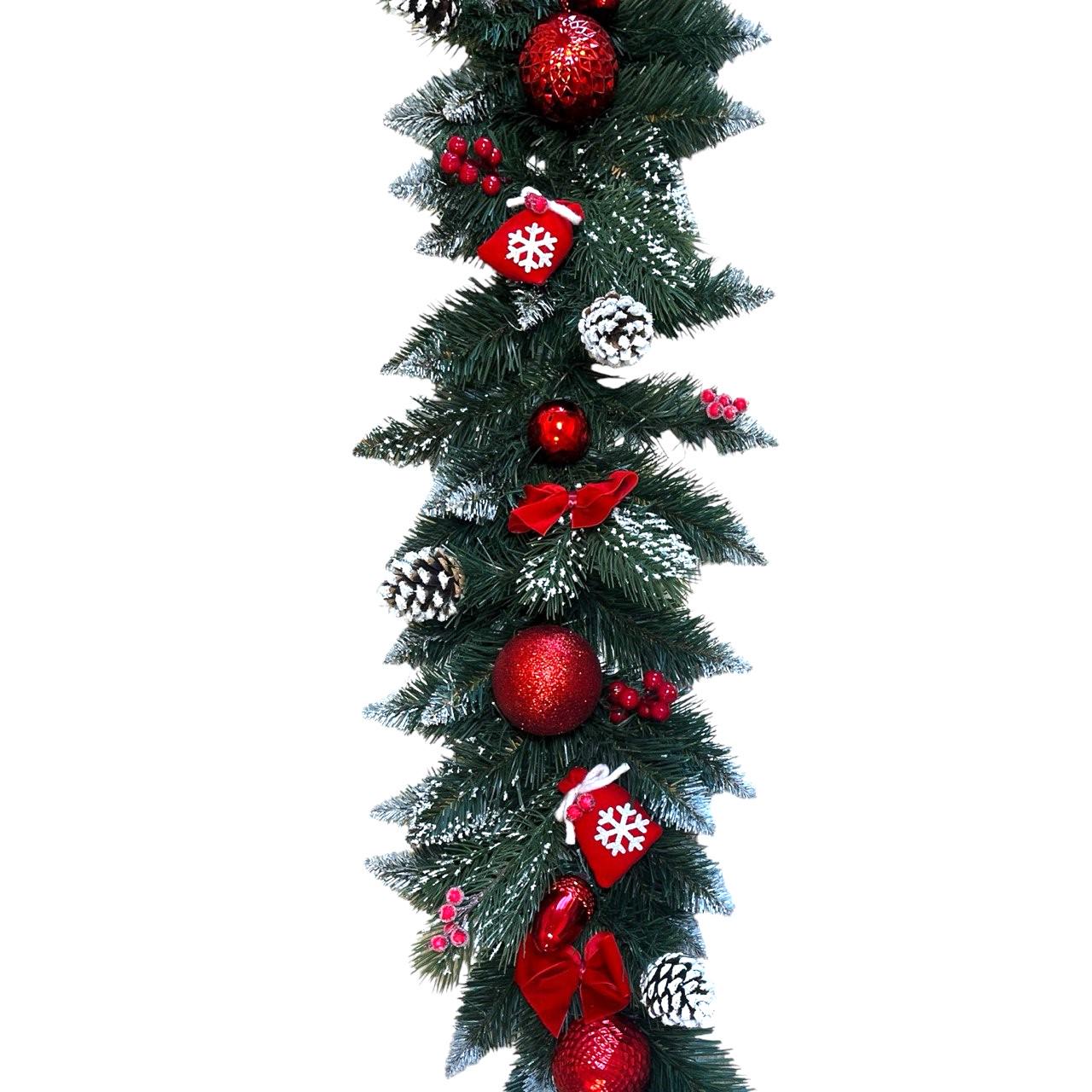 Гірлянда Хвойна з кулями/ягідками та засніженими шишками 2 м Червоний (20249774485) - фото 3 Гірлянда Хвойна з кулями/ягідками та засніженими шишками 2 м Червоний (20249774485) - фото 3