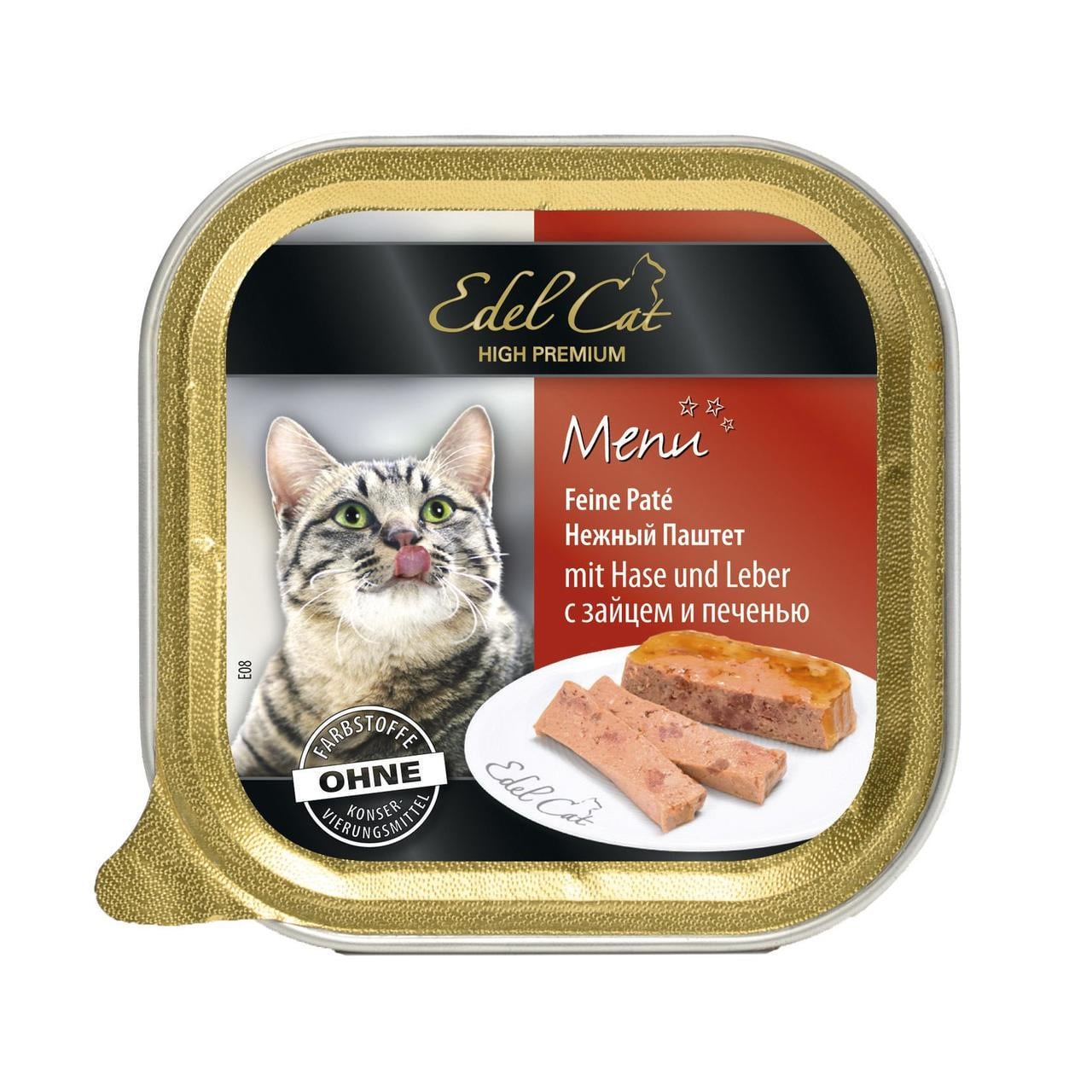 Корм влажный для кошек Edel Cat с зайцем и печенью 100 г (1789920111)