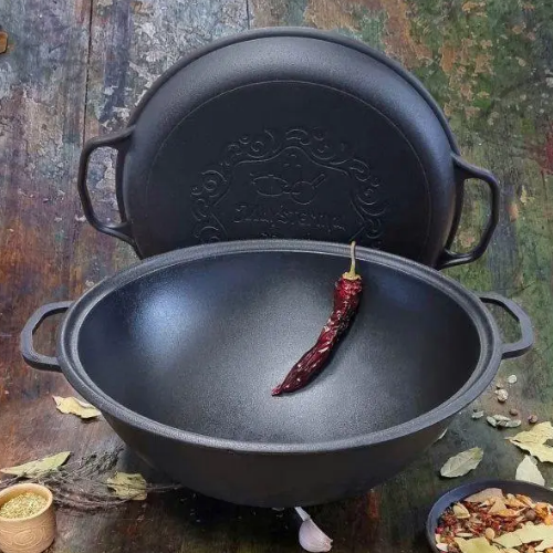 Казан узбецький Майстерня V15СРGr WOK чавунний 15 л з кришкою-сковородою гриль (2211213454) - фото 2 Казан узбецький Майстерня V15СРGr WOK чавунний 15 л з кришкою-сковородою гриль (2211213454) - фото 2