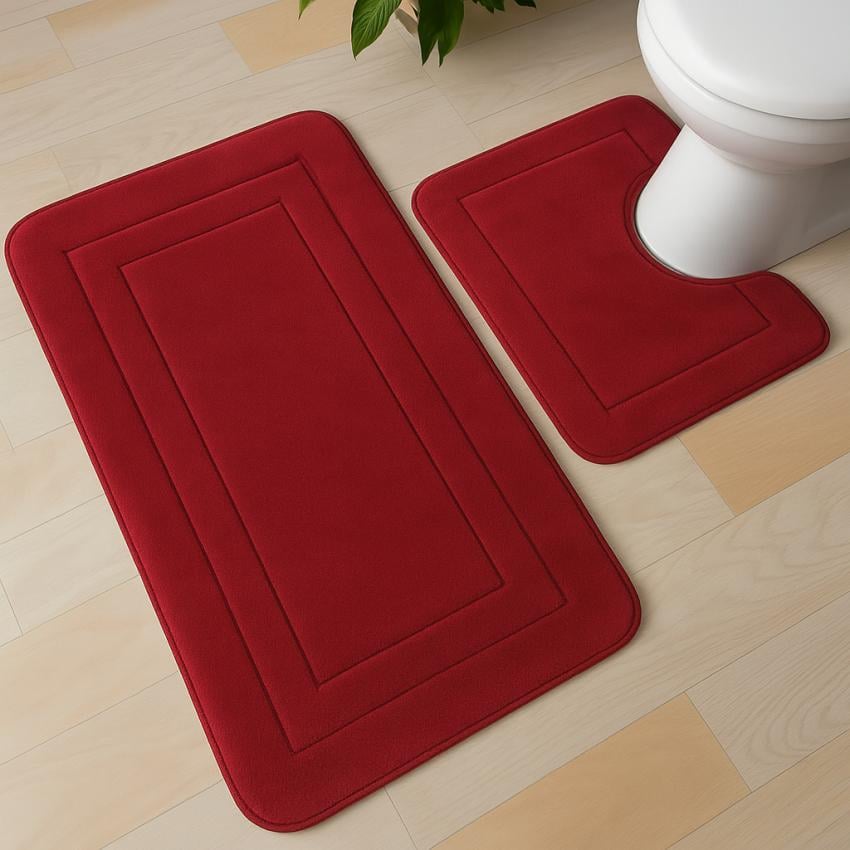 Набір килимків у ванну кімнату Bordeaux 2 шт. 80x50/40x50 см Red (128610) Набір килимків у ванну кімнату Bordeaux 2 шт. 80x50/40x50 см Red (128610)