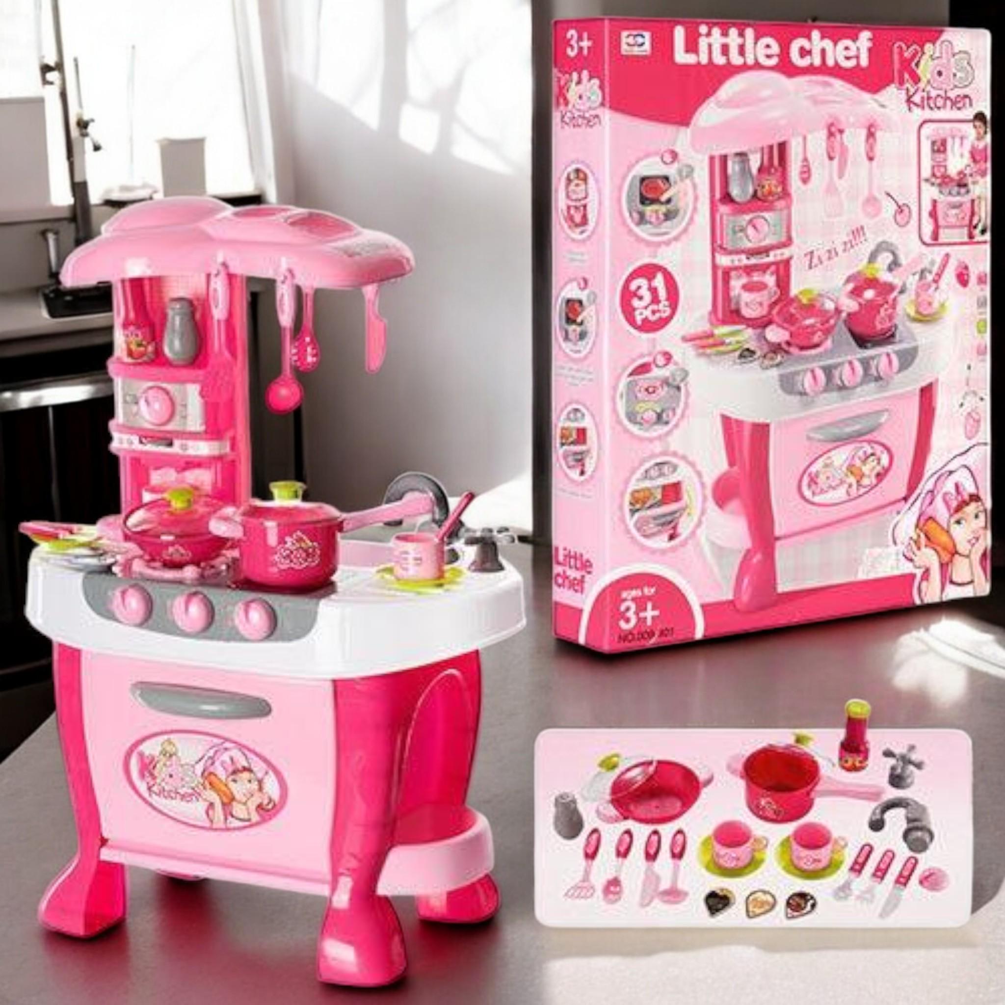 Ігровий набір Xiong Chen Little Chef Велика інтерактивна кухня звук/світло аксесуари 31 предмет (G_008-801) - фото 4 Ігровий набір Xiong Chen Little Chef Велика інтерактивна кухня звук/світло аксесуари 31 предмет (G_008-801) - фото 4