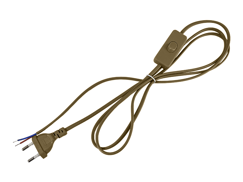 Кабель с плоской вилкой и переключателем для бра Lemanso LMA017 1,9 м Коричневый (6749)