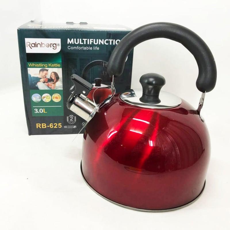 Чайник Rainberg RB-625 нержавіюча сталь зі свистком 3 л Red (26202616) - фото 7