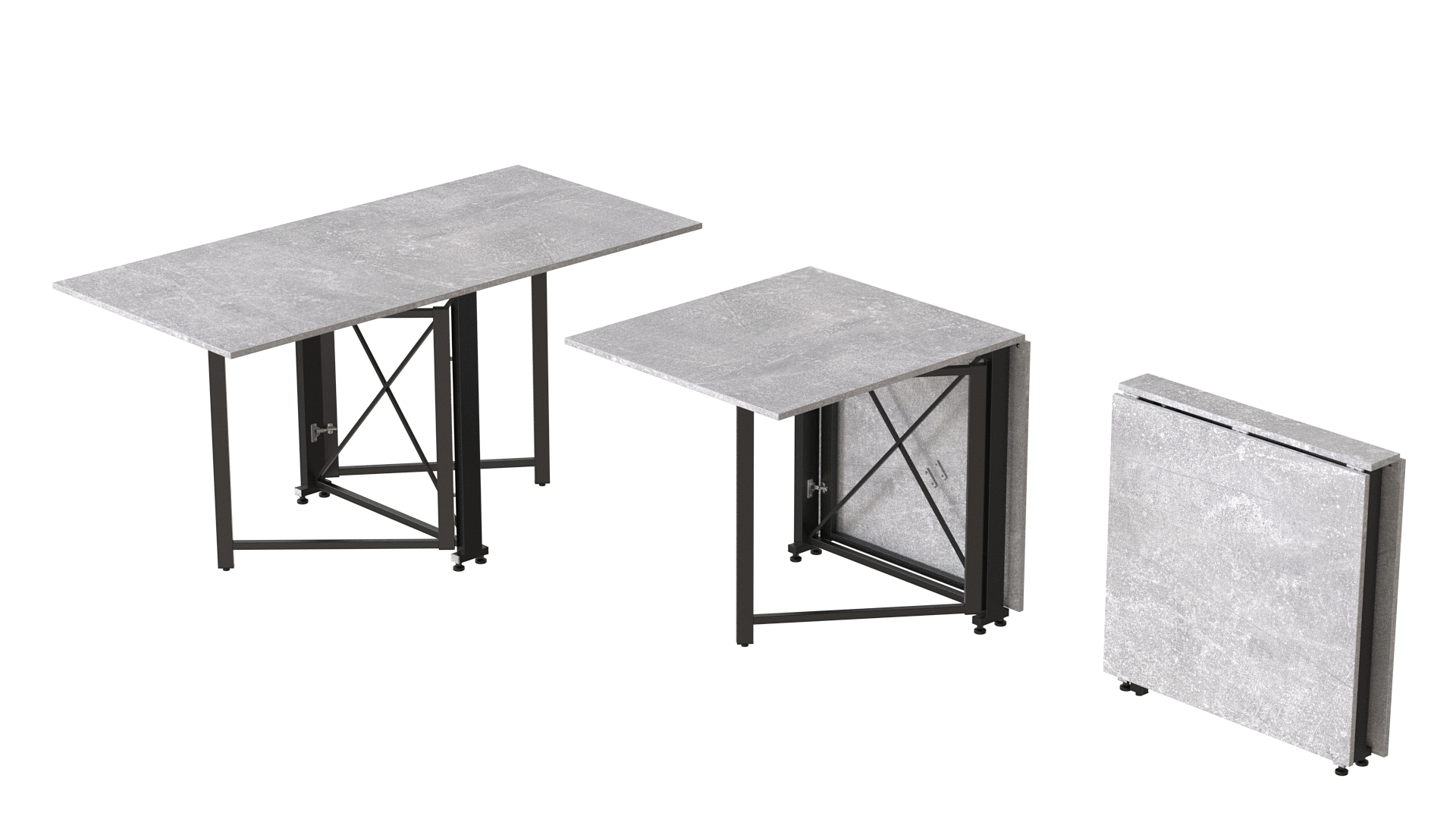 Стол-книжка трансформер Ferrum-decor Orion 2 16 мм 750x1520x730 мм Черный/Бетон (ORI207) - фото 3 Стол-книжка трансформер Ferrum-decor Orion 2 16 мм 750x1520x730 мм Черный/Бетон (ORI207) - фото 3