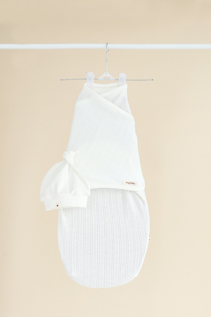 Пеленка-кокон детская с шапочкой летняя на липучках Trudy 3-6 мес. Молочный (MG203)