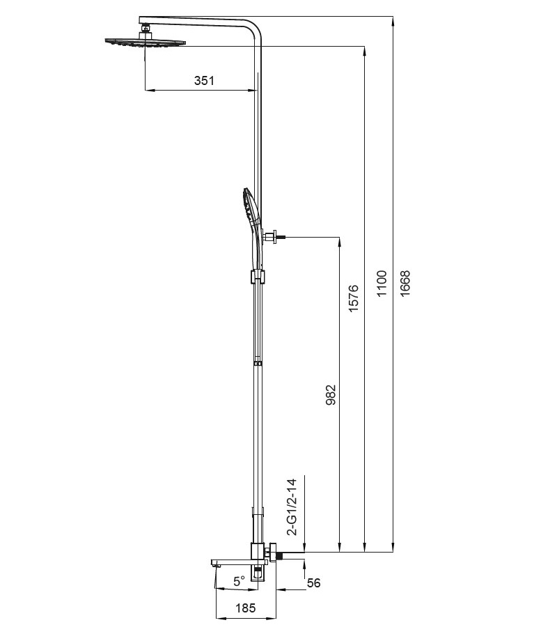 Душевая колонна со смесителем KOER KB-56009-05 Черный (KR3507) - фото 2