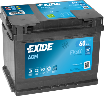Аккумулятор для легкового автомобиля EXIDE AGM Euro 60 Ah 12V (18073443)