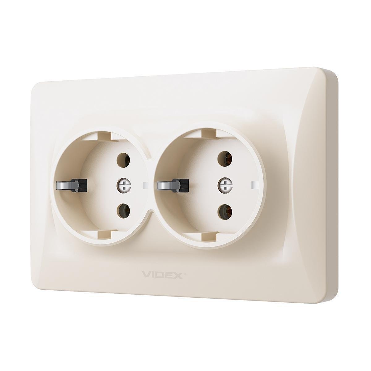 Розетка Vіdeх Bіnerа двойная с заземлением Кремовый (22551010) Розетка Vіdeх Bіnerа двойная с заземлением Кремовый (22551010)