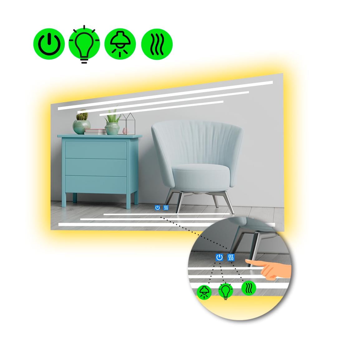 Зеркало с LED подсветкой Francisca с двумя сенсорами и линзой с подсветкой 70x60 см (8776030)