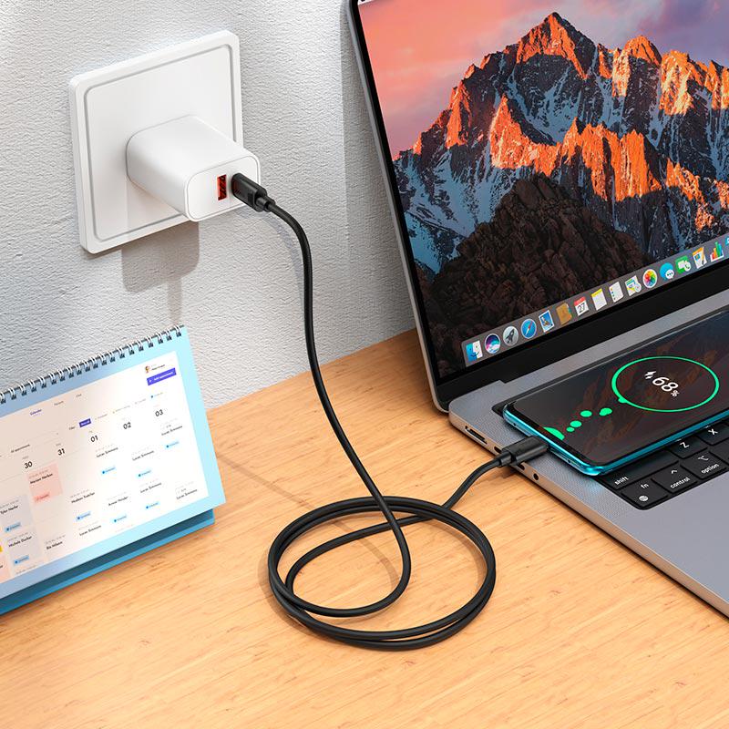 Кабель для заряджання Hoco X124 Benefit 60W Type-C x Type-C 1 метр Black (19404) - фото 4 Кабель для заряджання Hoco X124 Benefit 60W Type-C x Type-C 1 метр Black (19404) - фото 4