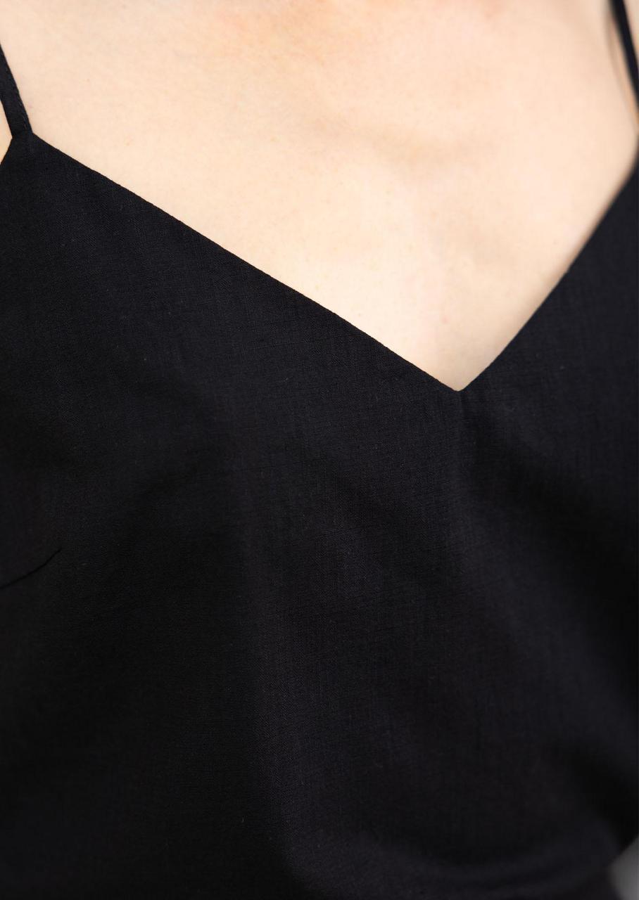 Костюм женский Leinle майка на тонких бретелях/шорты с высокой посадкой L Черный (1504/69021+1529/69021) - фото 3