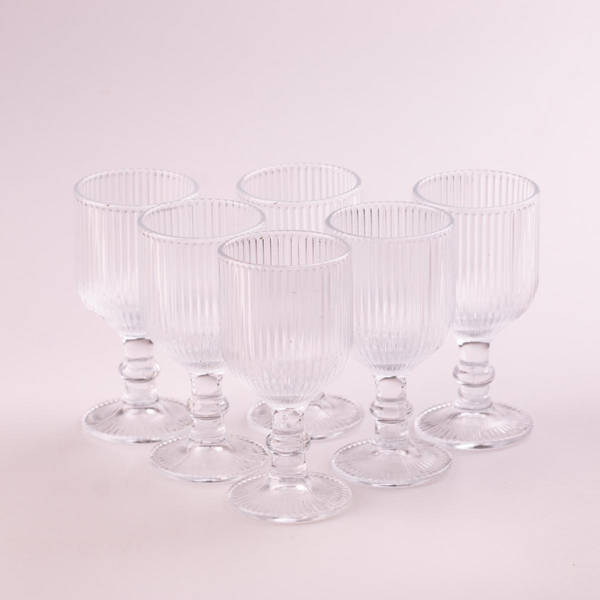 Набор рюмок фигурные ребристые из толстого стекла 6 шт. Прозрачный (HP7111)