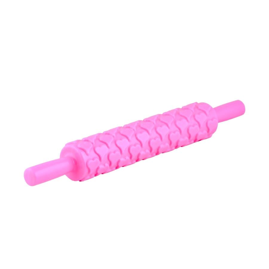 Скалка кондитерская с узором Сердца 39 см Ø 5,3 см Розовый (85111)