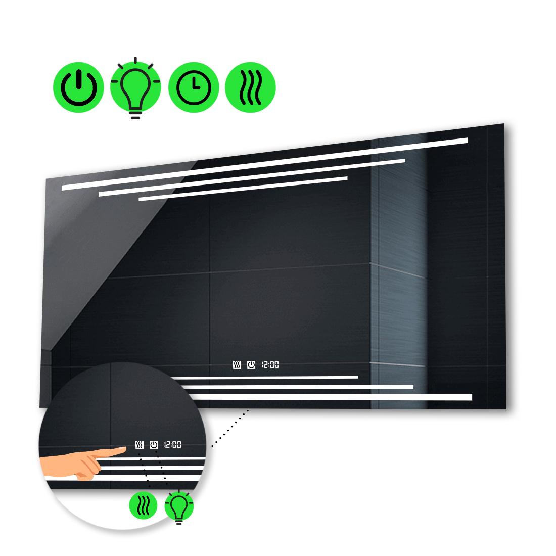 LED-зеркало 120x100 см с двумя сенсорами/часами и подогревом Francisca (Franciscag226)