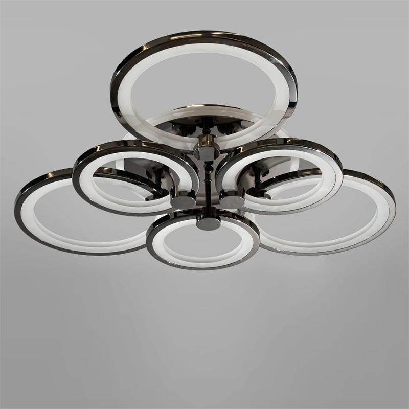 Потолочная люстра LED с диммером и подсветкой DS-D18014/3+3BHR LED 3color dimmer 140W Черный хром