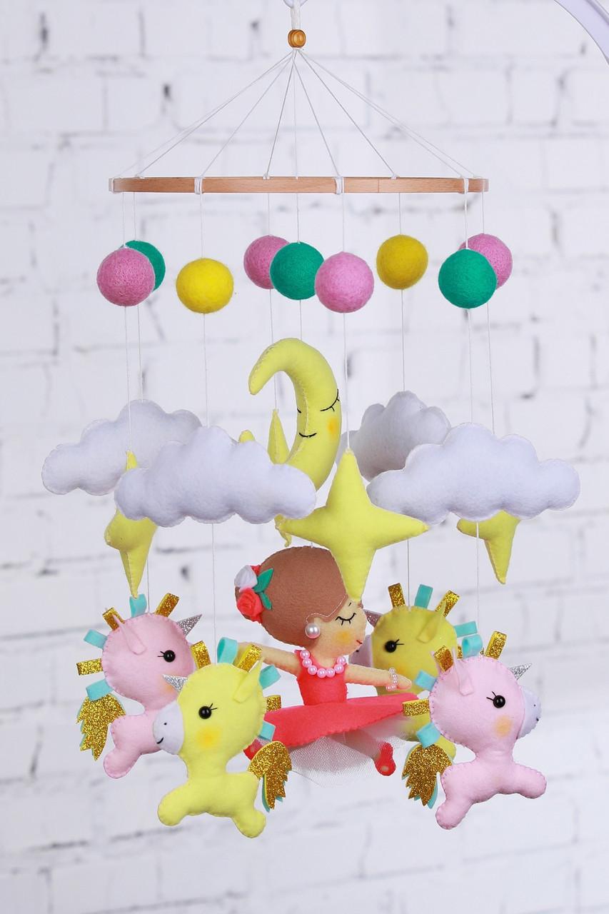 Мобиль детский WooolyWool Балеринка с единорожками (27861141)